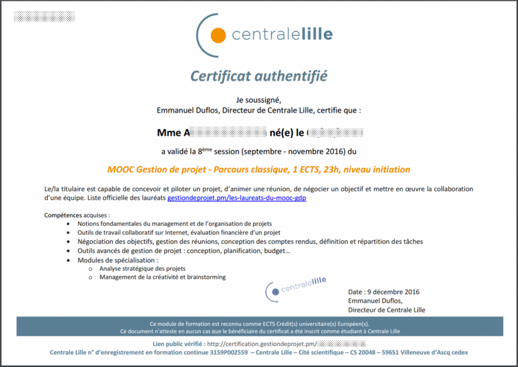 certification non gage